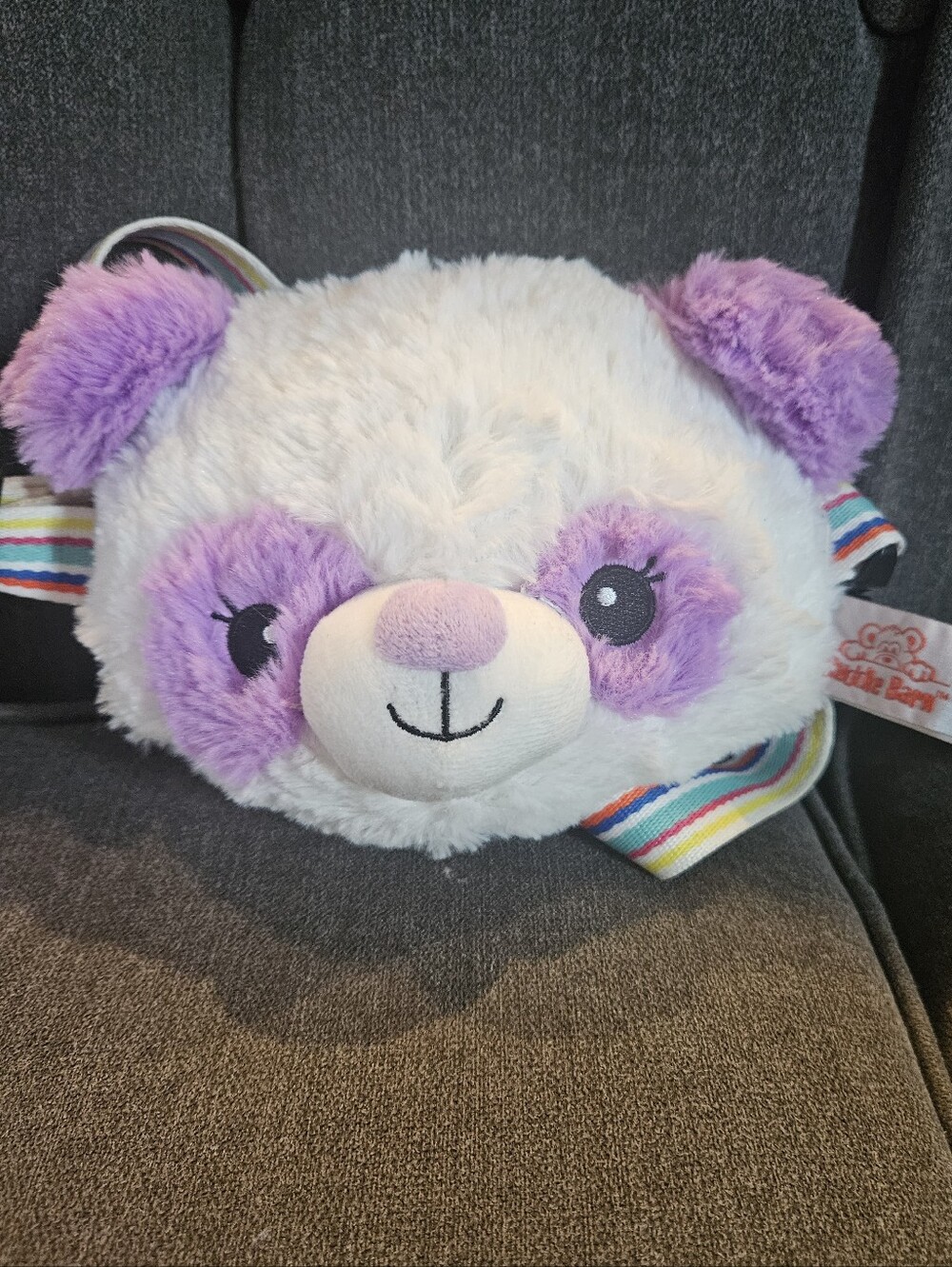 Purple & White Plush Panda Crossbody Bag